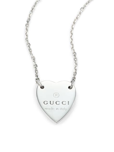 heart pendant gucci necklace|Gucci sterling silver heart necklace.